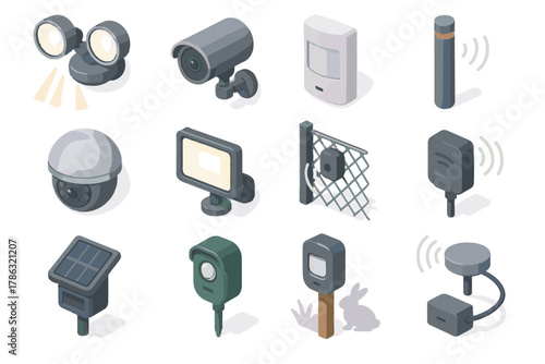 Spotlight detector outdoor night vector animal sensor motion icons security icon camera