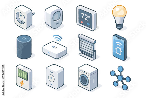 Home room connected monitor icon hub smart icons sensor motion vector light
