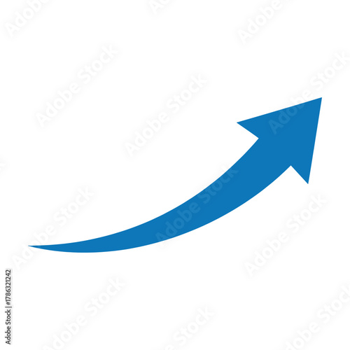 Blue arrow pointing upwards on a white background indicating growth and progress vector Free Download Blue arrow pointing upwards on a white background indicating growth and progress vector - GFXLoad