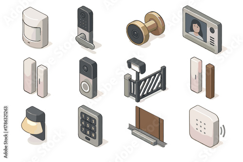 Home sensor keypad open icons vector detector entry icon motion smart video