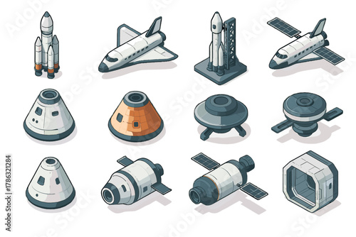 Orbit icon vector shuttle drone transport escape space corridor starship orbiting icons