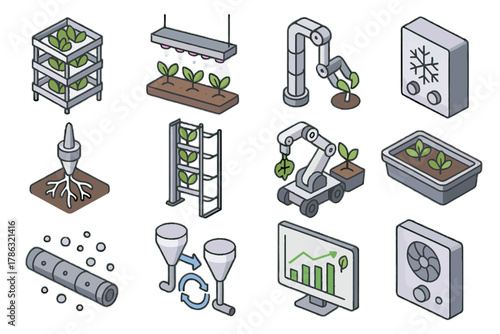 Farming tube box control icon stacked vector frame icons oxygenation vertical controller