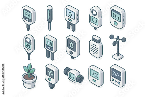 Icon health humidity probe intensity sensor station vector water garden quality