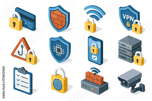 Protection lock icon camera vector data icons alert connection vpn shield wireless