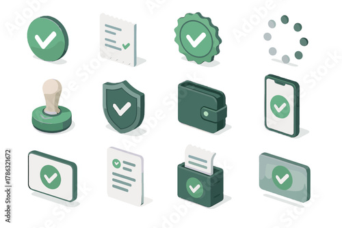 Icon notification success vector transaction dialogue set confirmation wallet receipt spinner payment