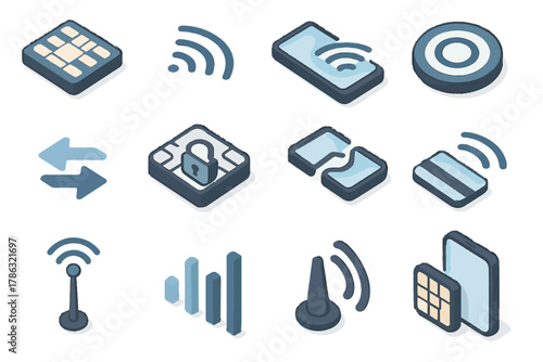 Connection communication icon process nfc vector icons chip field near device technology