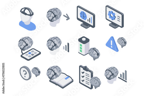 Activity setting alerts brain strength vector tutorial user icon statistics display computer