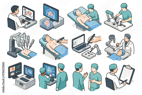 Robotic icon vector system patient marking documentation imaging calibration surgery incision communication
