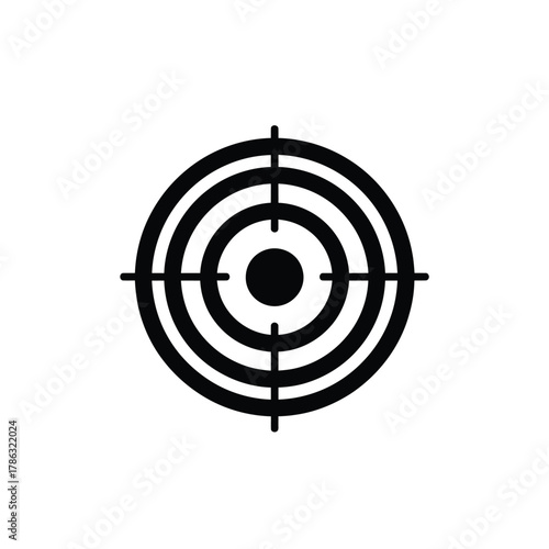 Black concentric circles target reticle icon crosshairs
