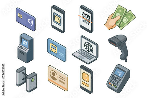 Card icon transit payment terminal contactless urban online subscription pass icons vector