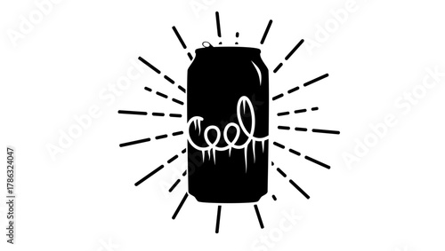 Cool Soda Drink, black isolated silhouette