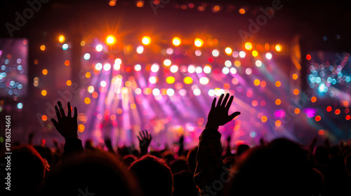 Wallpaper Mural Crowd enjoys vibrant live concert with colorful stage lighting and energetic atmosphere Torontodigital.ca