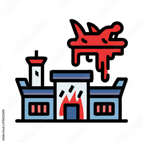 Airport Terminal Devastation Fire Blood and Destruction Aftermath Depicted.
