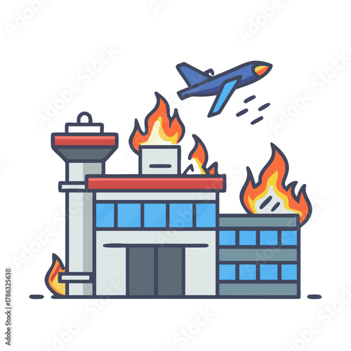 Airport Terminal Devastation Fire Blood and Destruction Aftermath Depicted.
