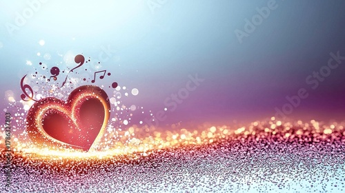 A heart with music notes flying out of it