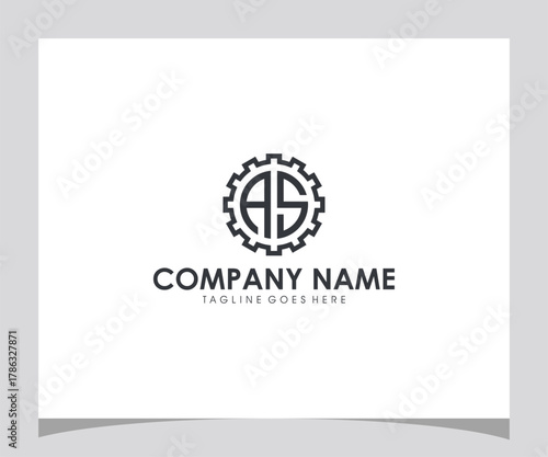 Modern AU monogram logo design in a circle with company name and tagline placeholder on orange background