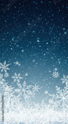 A festive winter lower third design featuring falling white snow and large stylized snowflakes for holiday graphics ,graphic ,Christmas ,broadcast