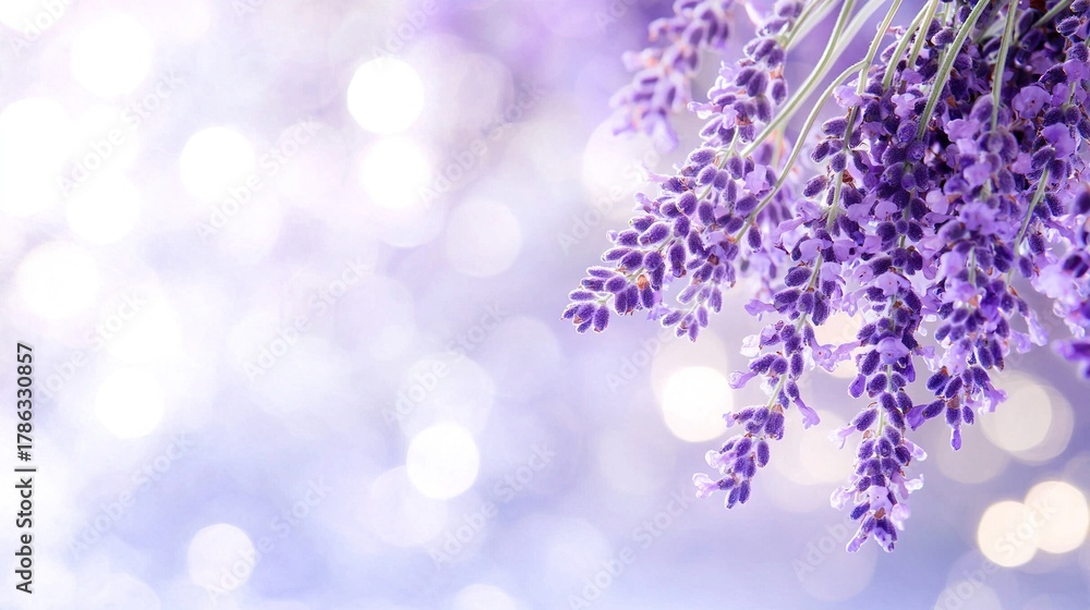 Obraz premium A bunch of lavender flowers on a blue background