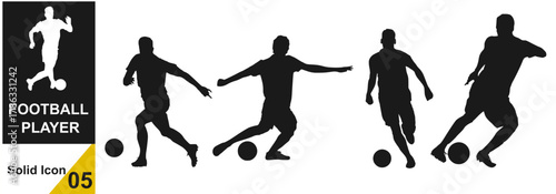 Football player silhouette icon set vector illustration. Football player solid icon 