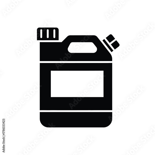 Black gasoline can icon with white label area container