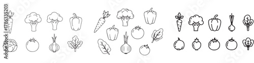 Assortment of handdrawn icons for various grains and seeds isolated on white background