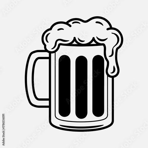 Frothy Beer Mug Silhouette Design