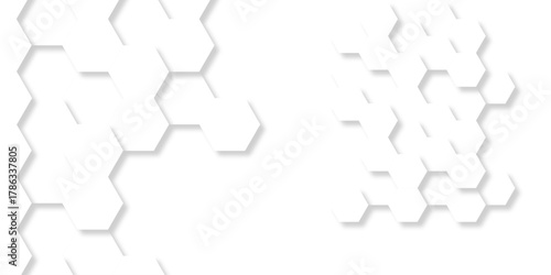 Abstract minimal creative science white hexagon technology vector grid honeycomb soccer hexagonal cell structure tile mess emboss bee background.	
