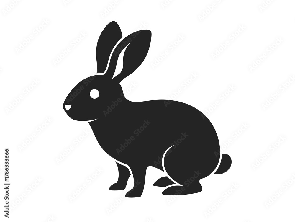 Obraz premium Simple black silhouette of a rabbit facing left