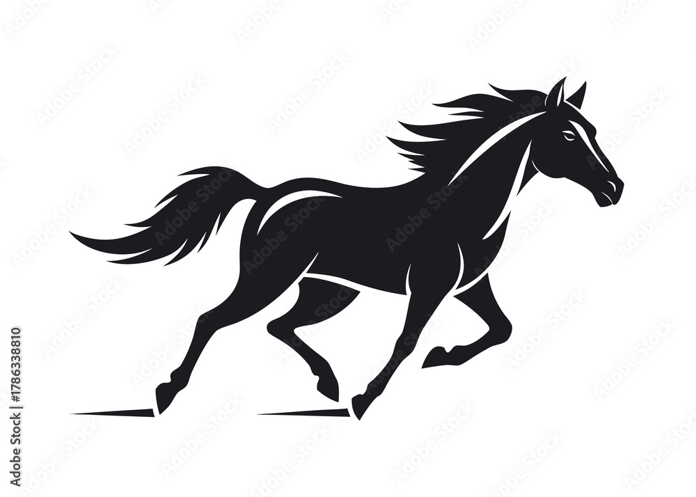 Obraz premium Silhouette of a powerful horse in full gallop