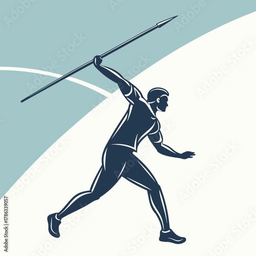 Dynamic Silhouette of Javelin Thrower in Motion athlete sport