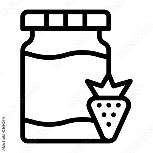 strawberry jam line icon