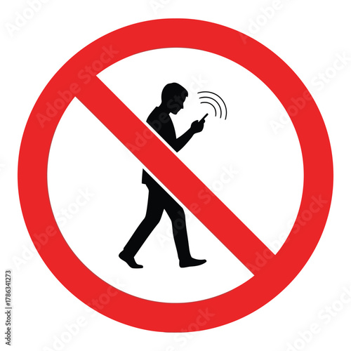 No phone while walking sign
