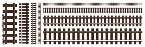 Railway line icon Vector - Railroad Tracks Silhouette. Railway Icon Stock Vectors