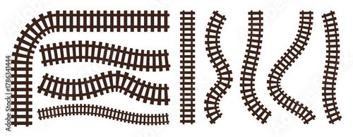Railway line icon Vector - Railroad Tracks Silhouette. Railway Icon Stock Vectors