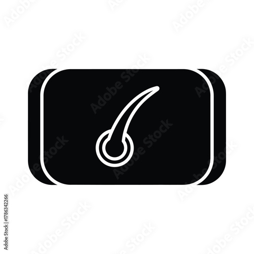 Black icon of a hair follicle with a strand vector