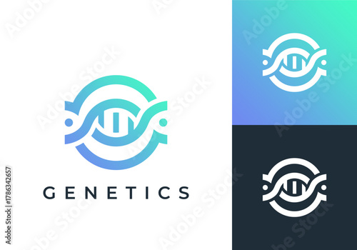 DNA helix logo medicine gene biological icon design concept