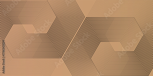 elegant gold glowing Hexagon with lighting effect sparkle on black modern simple