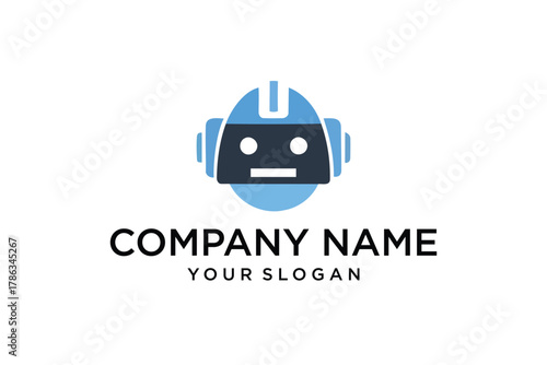 Modern Robot Head Logo Design for AI and Technology Company Branding