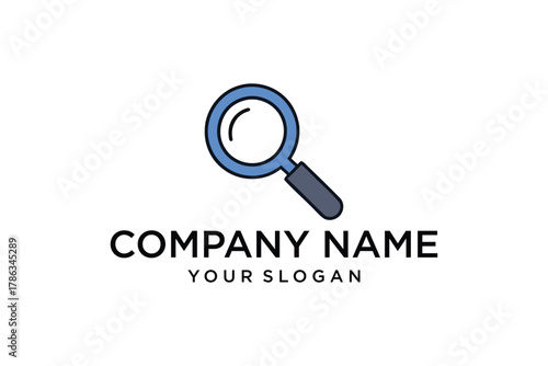 Modern Magnifying Glass Search Icon Logo Design for Company Branding