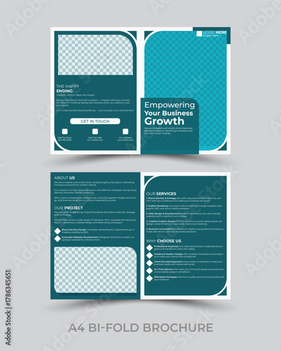 Professional Business Bi-Fold Brochure Design Template Layout Vector Presentation