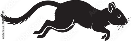 Dynamic silhouette of a running rodent captured in motion against a clean backdrop