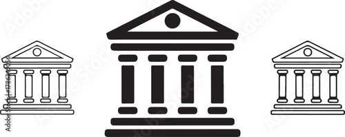 Bank icon showing building isolated on white background
