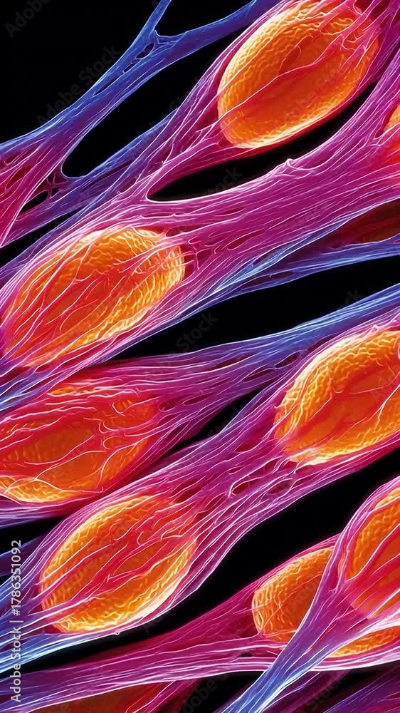 Fibroblast cell tissue scaffold extracellular matrix microscopic ...