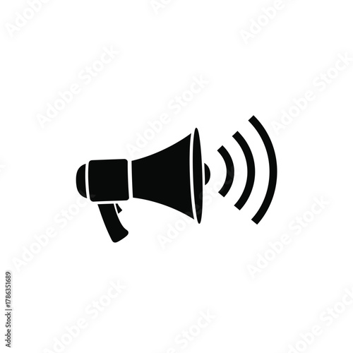 Black megaphone with sound waves icon bullhorn speaker