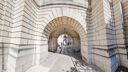 Картината върху платно Architectural passageway framed by classical columns and arches in Washington DC
