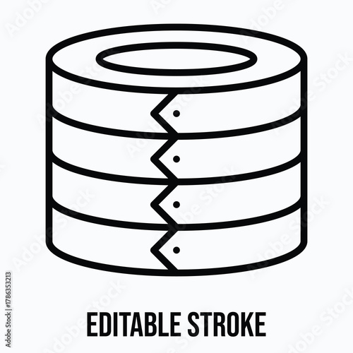 Wooden Food Storage Box with Stackable Compartments and Lid Isolated Lineal Vector Icon, Editable Stroke.