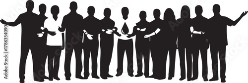 Diverse group of people standing together as a unified silhouette showing connection and community