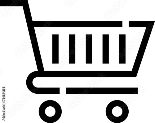 Shopping cart line art icon for apps and websites shopping cart trolley icon. Shopping cart line icon. Editable stroke. shopping cart icon. shopping Black silhouette of a shopping cart with wheels
