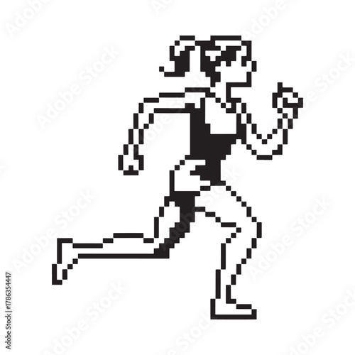 Pixel art runner woman in motion