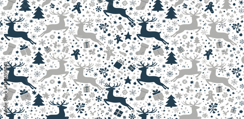 Festive Deer and Holiday Elements Seamless Pattern for Christmas Decorations
